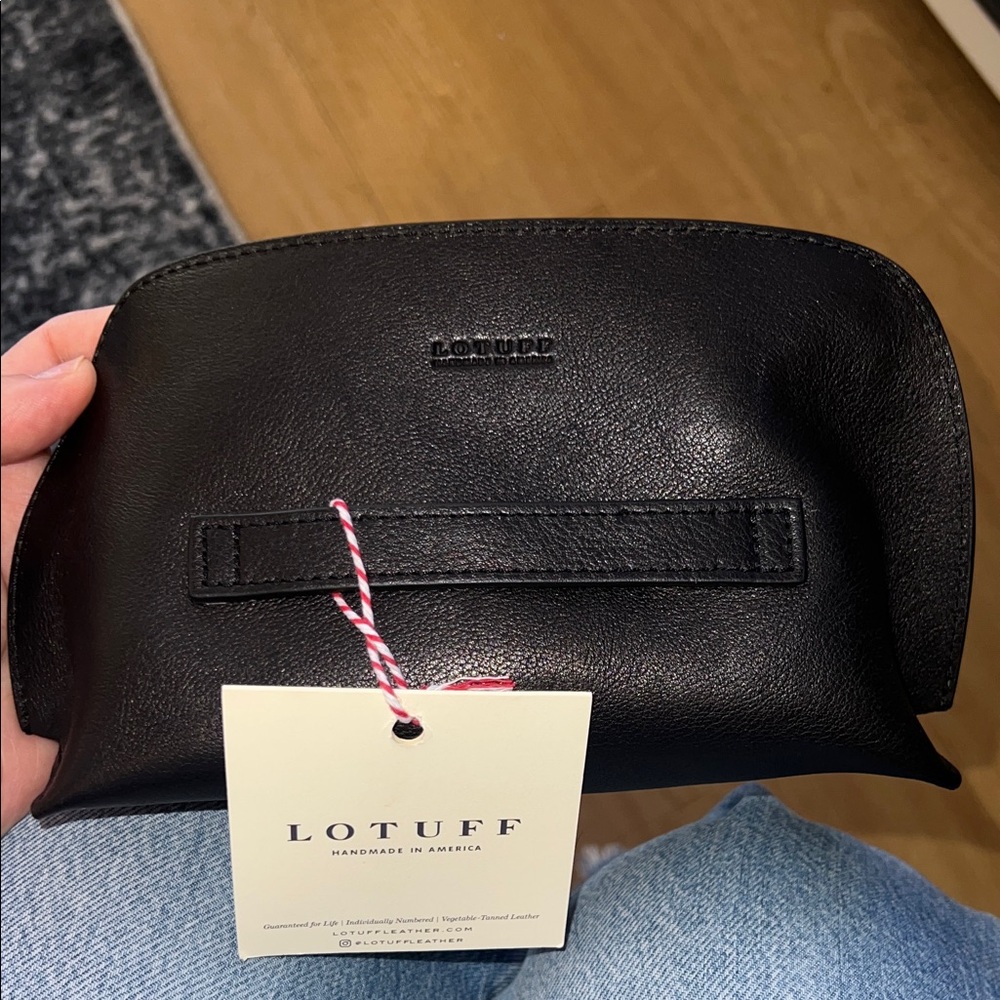 Lotuff Dopp Kit - Black Leather Makeup Pouch